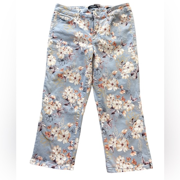 Nine West Pants - Nine West Chrystie Capri Jeans Floral Print Baby Blue Size 10